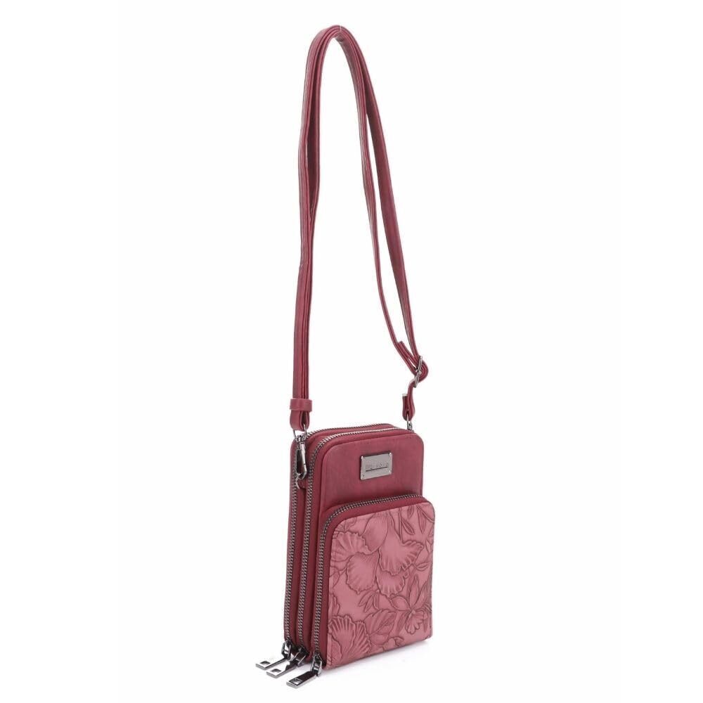 8577 Gina Wine Small Crossbody Purse - Small Travel Purse Cell Phone Bag PU